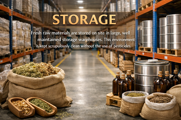 Storage of natural raw materials
